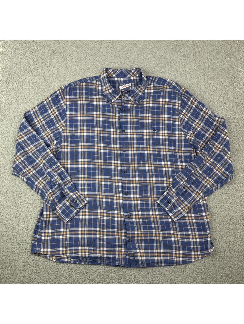 Johnnie O Ferguson Surflannel Blue Plaid Shirt Long Sleeve Button Down Men's XXL